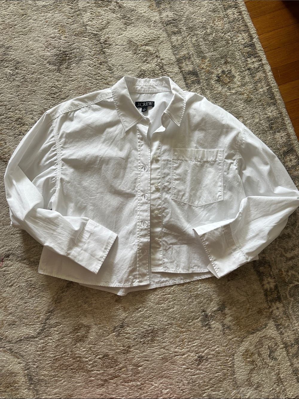 J. Crew White Cotton Casual Button-Down Shirt Size Small